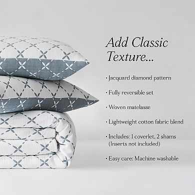 Lush Decor Diamond Leaf 3-pc. Jacquard Reversible Matelasse Coverlet Set