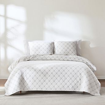 Lush Decor Diamond Leaf 3 pc Jacquard Reversible Matelasse Coverlet Set