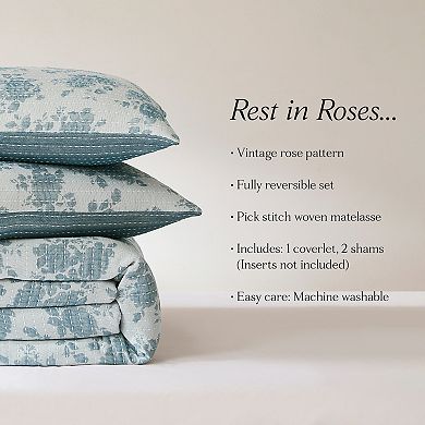Lush Decor Rose Garden 3-pc. Pick Stitch Jacquard Matelasse Coverlet Set