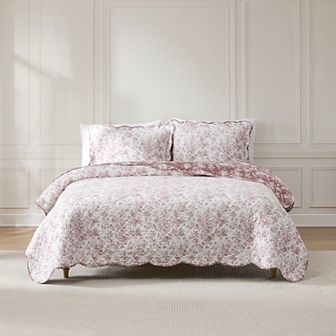 Lush Decor Peony 3 pc Toile Reversible Cotton Quilt Set