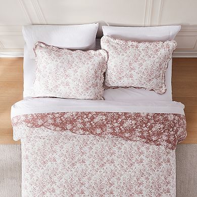 Lush Decor Peony 3-pc. Toile Reversible Cotton Quilt Set