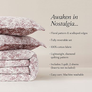 Lush Decor Peony 3-pc. Toile Reversible Cotton Quilt Set