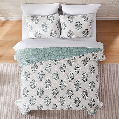 Lush Decor Sofia 3-pc. Flower Block Bouquet Reversible Cotton Quilt Set