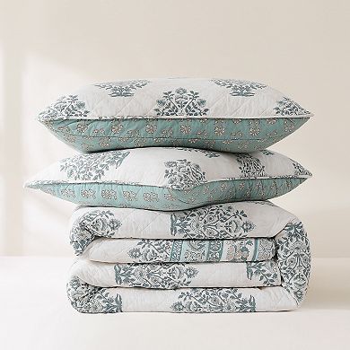 Lush Decor Sofia 3-pc. Flower Block Bouquet Reversible Cotton Quilt Set