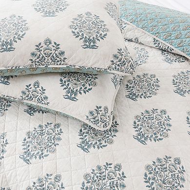 Lush Decor Sofia 3-pc. Flower Block Bouquet Reversible Cotton Quilt Set