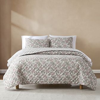 Lush Decor Zara 3 pc Floral Block Reversible Quilt Set