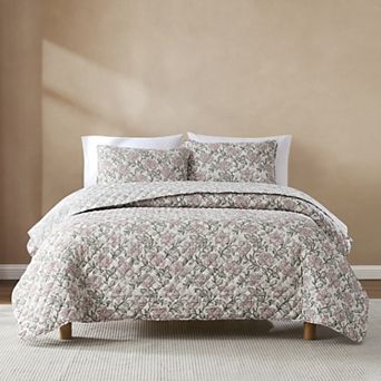 Lush Decor Zara 3 pc Floral Block Reversible Quilt Set