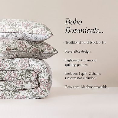 Lush Decor Zara 3-pc. Floral Block Reversible Quilt Set