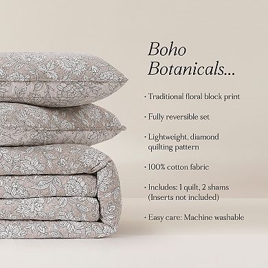 Lush Decor Zara 3-pc. Floral Block Reversible Cotton Quilt Set