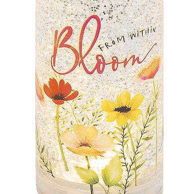 Gerson 12.5-in. Lighted Spinning Water Globe Bottle 2-pc. Set with Poppy Flower Design