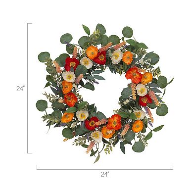 Gerson 24-in. Mixed Spring Flower and Eucalyptus Artificial Wreath