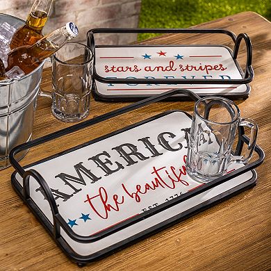 Gerson 2-Piece America the Beautiful and Stars and Stripes Design Patriotic Tray Set