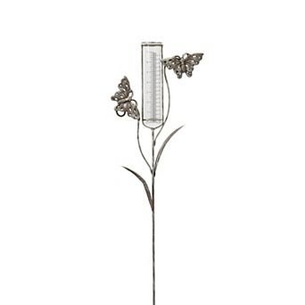 Gerson 36.5 in Metal Garden Butterfly Outdoor Decor with Rain Gauge