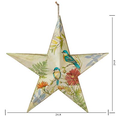 Gerson 2-Piece Metal Spring Bird Design Wall Hanging Star Set