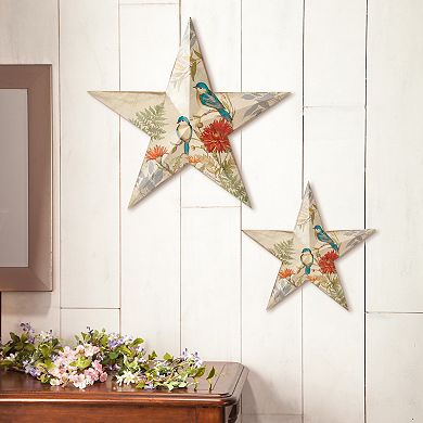 Gerson 2-Piece Metal Spring Bird Design Wall Hanging Star Set