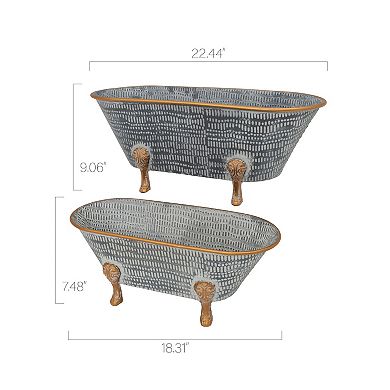 Gerson 2-Piece Vintage Decorative Metal Bathtub Set