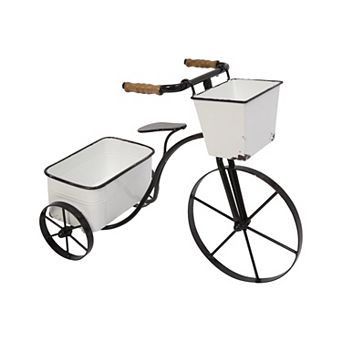 Gerson 17.7 in Whimsical Metal Tricycle with 2 Planters Outdoor Décor