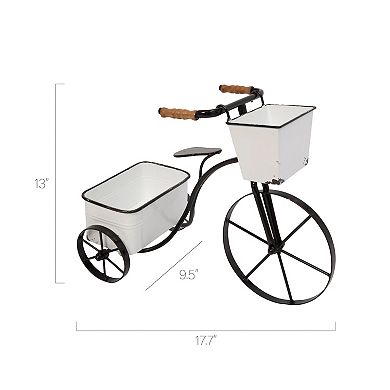 Gerson 17.7-in. Whimsical Metal Tricycle with 2 Planters Outdoor Décor