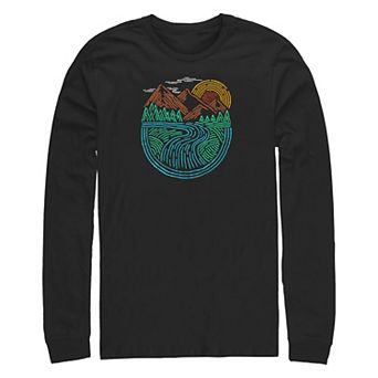 Big & Tall Nature Landscape Line Art Long Sleeve Graphic Tee
