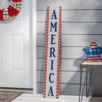 Gerson 2-Piece Pre-Lit Outdoor Decor Patriotic Porch Sign Set