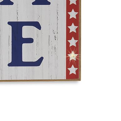 Gerson 2-Piece Pre-Lit Outdoor Decor Patriotic Porch Sign Set