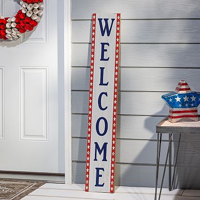 Gerson 2-Piece Pre-Lit Outdoor Decor Patriotic Porch Sign Set