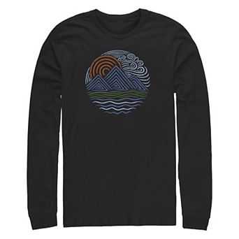 Big & Tall Outdoor Waves Line Art Long Sleeve Graphic Tee