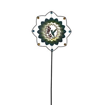 Gerson 63 in Metal and Stainless Steel Bird Spinner Yard Stake with Jewel Accents