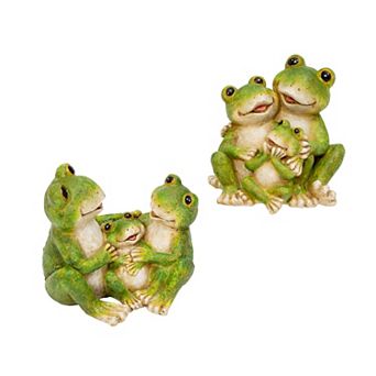 Gerson 7 in 2 pc Whimsical Frog Family Resin Figurine Set