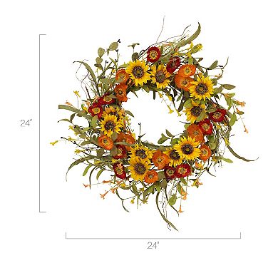 Gerson 24-in. Mixed Vibrant Flower Wreath