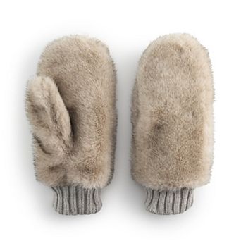 Women's LC Lauren Conrad Faux Fur Cuffed Mittens