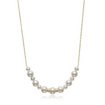 14k Gold Graduated Freshwater Cultured Pearl Strand Necklace