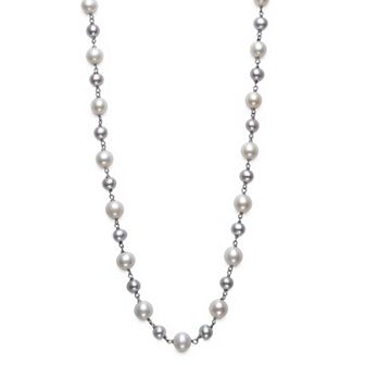 Sterling Silver White & Gray Freshwater Cultured Pearl Strand Necklace