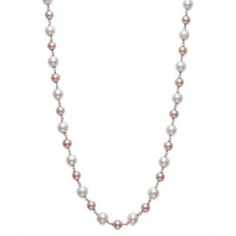 Sterling Silver White & Pink Freshwater Cultured Pearl Strand Necklace