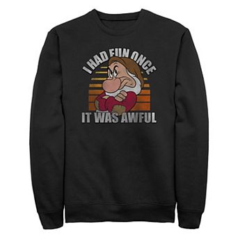 Disney's Snow White And The Seven Dwarfs Grumpy I Had Fun Once It Was Awful Big & Tall Fleece Sweatshirt