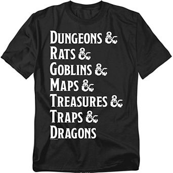 Big & Tall Original & Unrestored Dungeons And Dragons Checklist Graphic Tee
