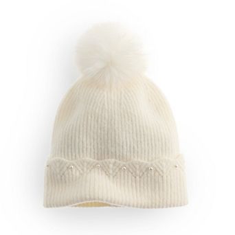 Women's LC Lauren Conrad Pearl Scallop Beanie With Pom