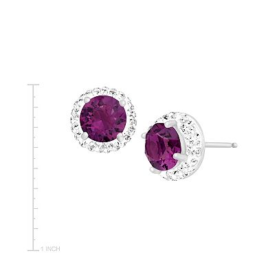 Sterling Silver Crystal Halo Stud Earrings