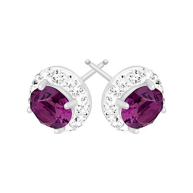 Sterling Silver Crystal Halo Stud Earrings
