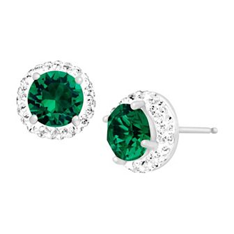 Sterling Silver Crystal Halo Stud Earrings