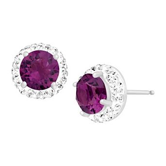 Sterling Silver Crystal Halo Stud Earrings