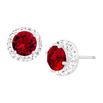 Sterling Silver Crystal Halo Stud Earrings