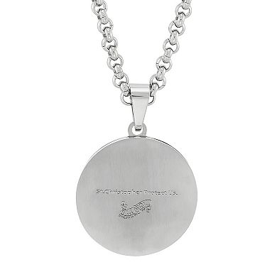 Stainless Steel Diamond Accent St. Christopher Medal Pendant Necklace