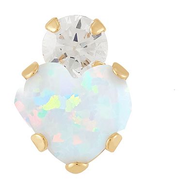 14k Gold Cubic Zirconia & Simulated Opal Earrings