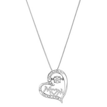 Sterling Silver 1/10 Carat T.W. Diamond MOM Heart Pendant Necklace