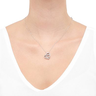 Sterling Silver 1/10 Carat T.W. Diamond MOM Heart Pendant Necklace