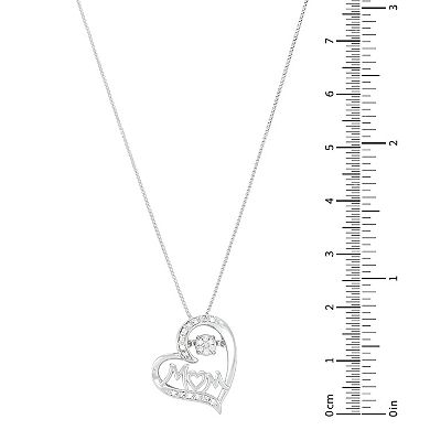 Sterling Silver 1/10 Carat T.W. Diamond MOM Heart Pendant Necklace