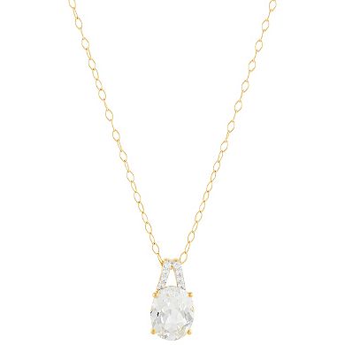 Gold Over Silver Lab-Created White Sapphire Earrings & Pendant Necklace Set