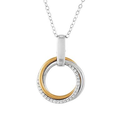 Sterling Silver & 10k Gold Cubic Zirconium Open Circle Pendant Necklace