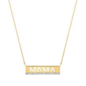 14k Gold Over Sterling Silver 1/10 Carat T.W. Diamond Mama Necklace